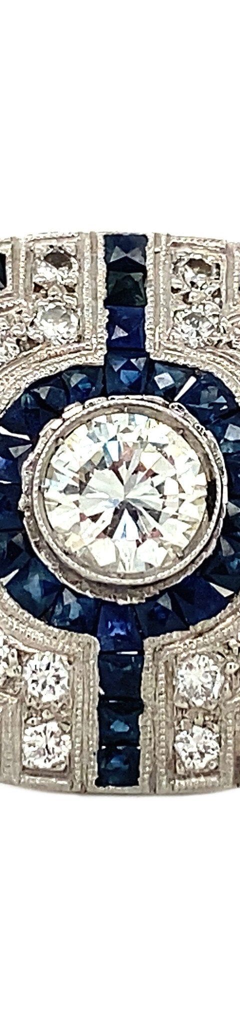 Vintage Platinum Ring with Sapphire and Diamond